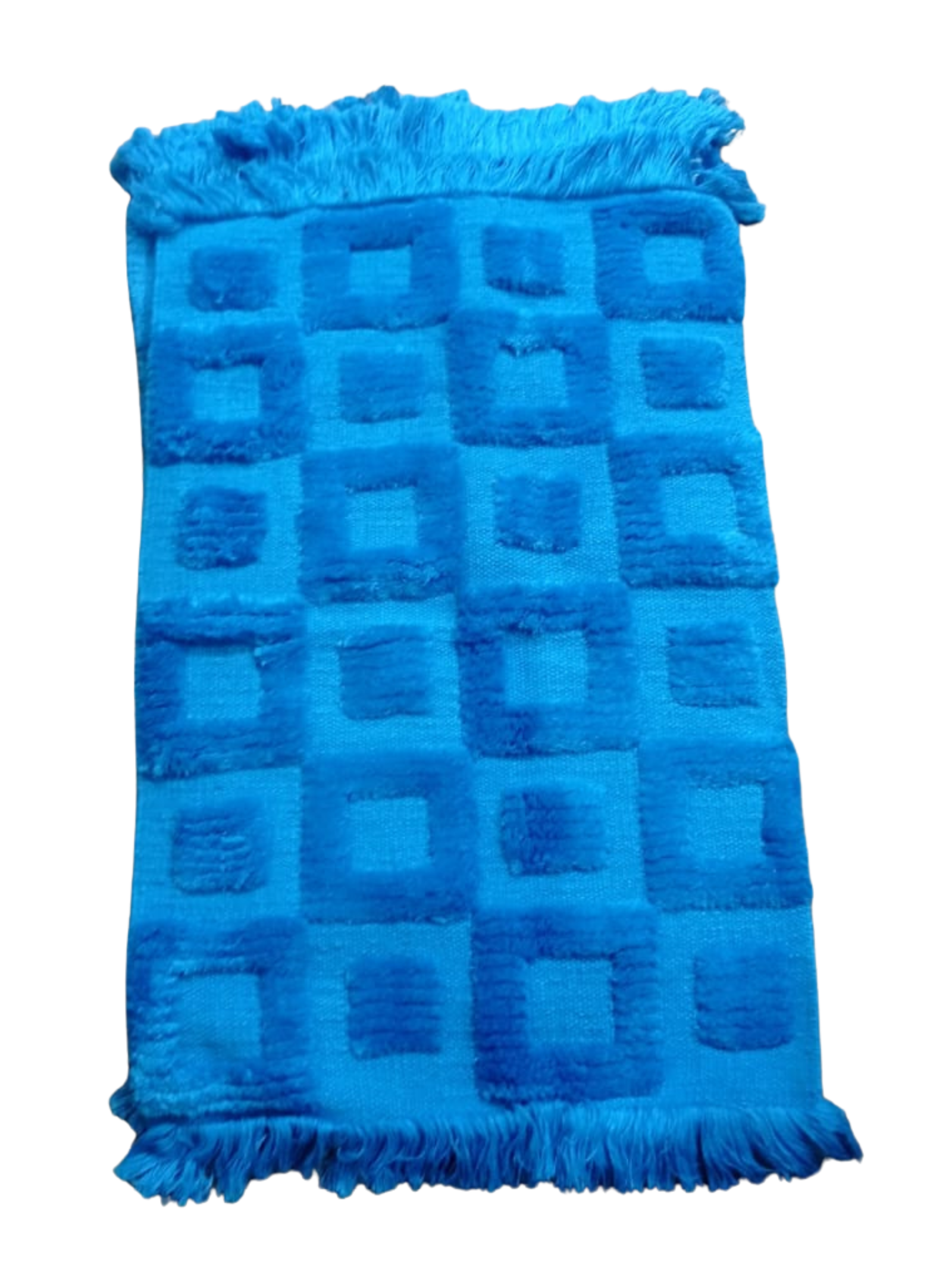 Plush Blue Geometric Bath Mat
