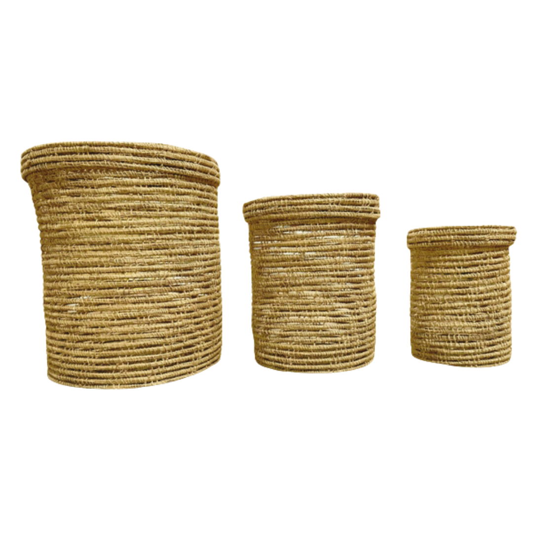Palm Fiber Laundry Basket Set (3 pcs combo)