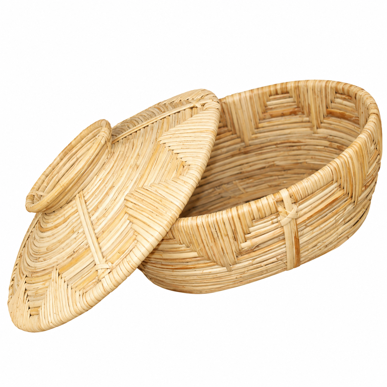 Cane Fruit Basket With Cover