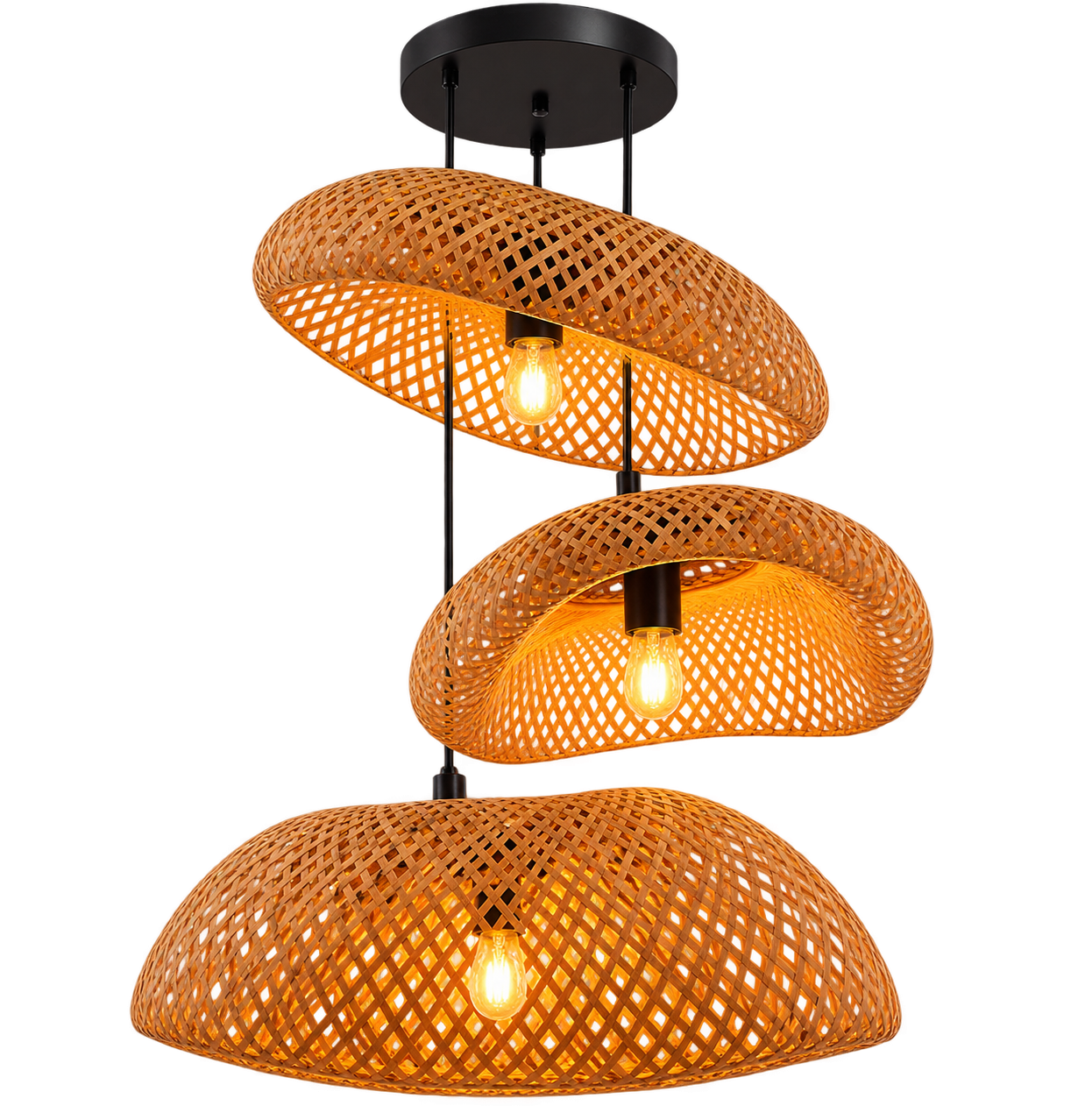 Handmade Woven Rattan Pendant Light – Natural Hanging Lamp