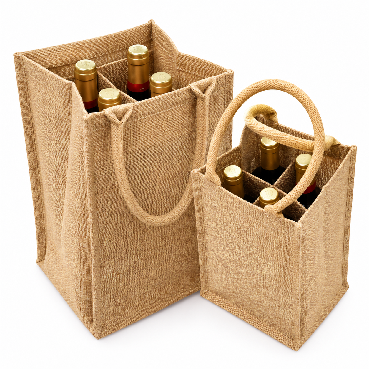 Four Chamber Jute Wine Bag