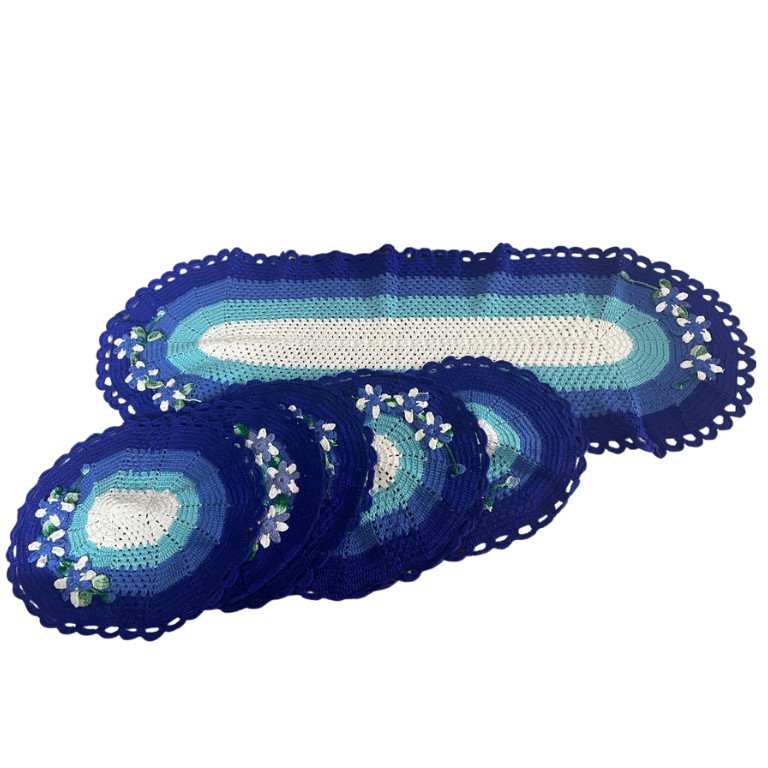 Crochet Kushikata Oval Table Mat with Oval Runner Set